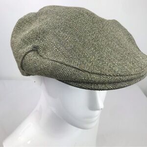 Strathanan Olive Green Tweed Wool Blend English Newsboy Peaky Blinders Cap